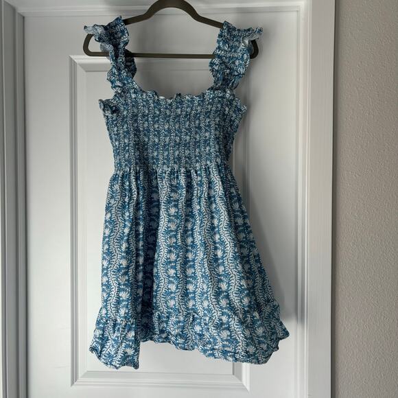 Hill House Elizabeth Nap Dress Trailing Blue Vine Print Size Large EUC - Picture 2 of 6